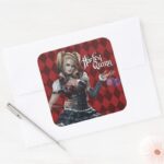 Harley Quinn With Fuzzy Dice Square Sticker