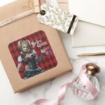 Harley Quinn With Fuzzy Dice Square Sticker