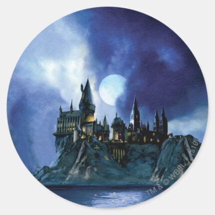 Harry Potter Castle Hogwarts At Night Classic Round Sticker