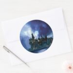 Harry Potter Castle Hogwarts At Night Classic Round Sticker