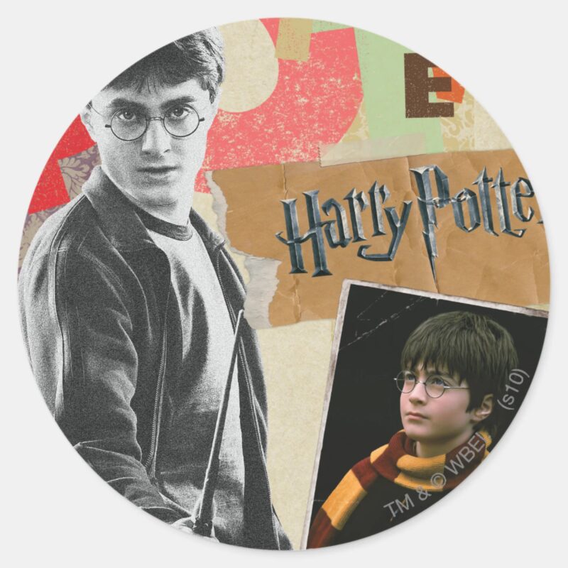 Harry Potter Then And Now Classic Round Sticker Harry Potter Then And Now Classic Round Sticker