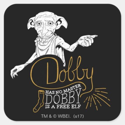 Harry Potter Dobby Has No Master Square Sticker
