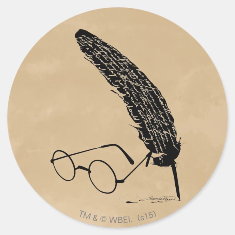 Harry Potter Glasses And Quill Classic Round Sticker Harry Potter Glasses And Quill Classic Round Sticker