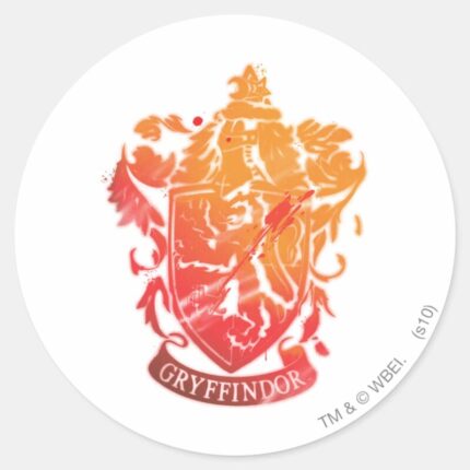 Harry Potter Gryffindor Crest Splattered Classic Round Sticker