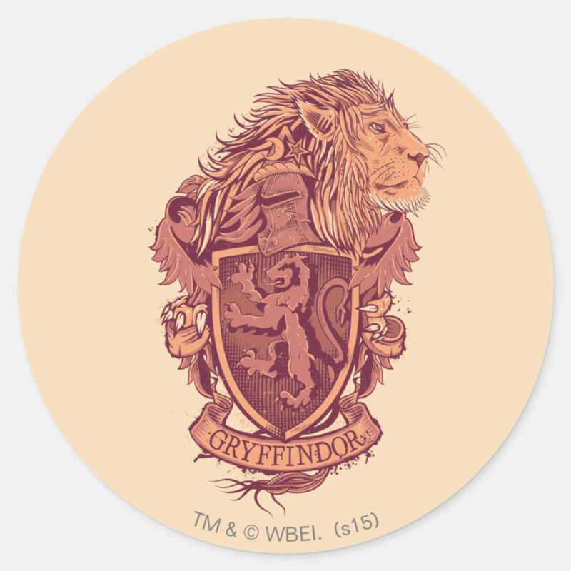 Harry Potter Gryffindor Lion Crest Classic Round Sticker Harry Potter Gryffindor Lion Crest Classic Round Sticker