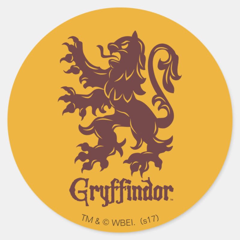 Harry Potter Gryffindor Lion Graphic Classic Round Sticker Harry Potter Gryffindor Lion Graphic Classic Round Sticker