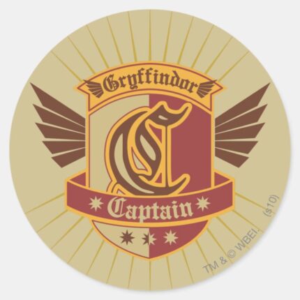 Harry Potter Gryffindor QUIDDITCH� Captain Emble Classic Round Sticker