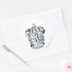 Harry Potter Gryffindor Stencil Sketch Classic Round Sticker
