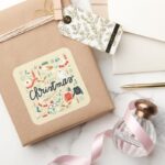 Harry Potter Happy Christmas With Festive Icons Square Sticker