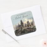 Harry Potter Hogwarts Castle Bridal Shower Square Sticker