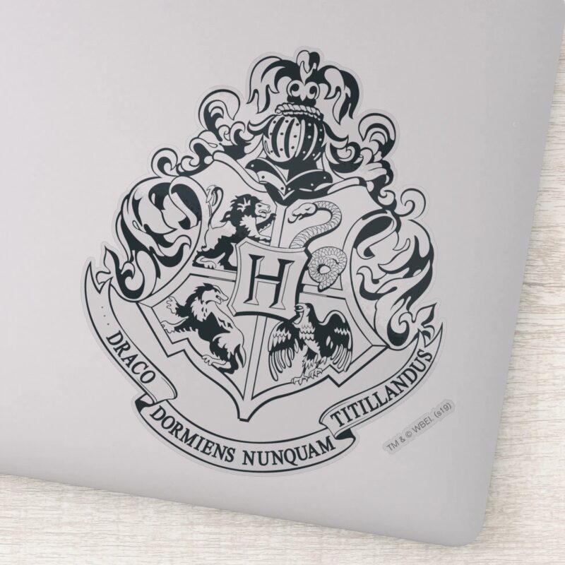 Harry Potter Hogwarts Crest Black And White Sticker Harry Potter Hogwarts Crest Black And White Sticker