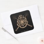 Harry Potter Hogwarts Crossed Wands Crest Square Sticker