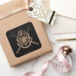 Harry Potter Hogwarts Crossed Wands Crest Square Sticker