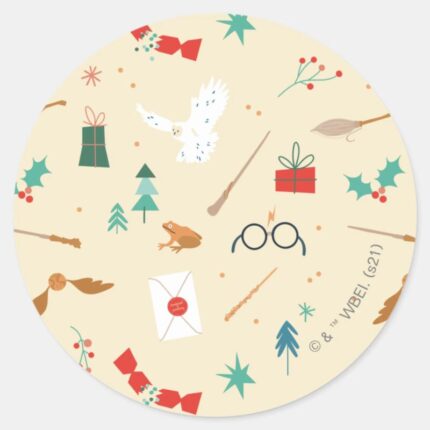 Harry Potter Holiday Icon Pattern Classic Round Sticker