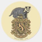 Harry Potter Hufflepuff Crest With Badger Classic Round Sticker