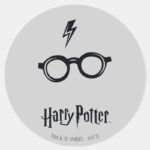 Harry Potter Lightning Scar And Glasses Classic Round Sticker
