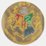 Harry Potter Rustic Hogwarts Crest Classic Round Sticker