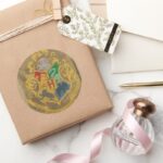 Harry Potter Rustic Hogwarts Crest Classic Round Sticker