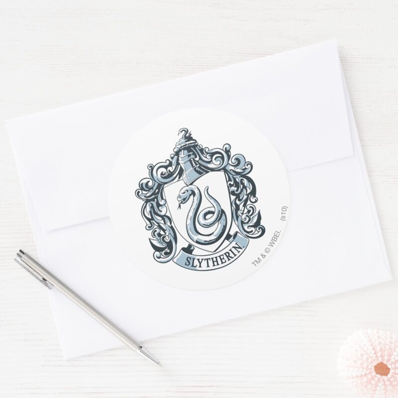 Harry Potter Slytherin Crest Ice Blue Classic Round Sticker