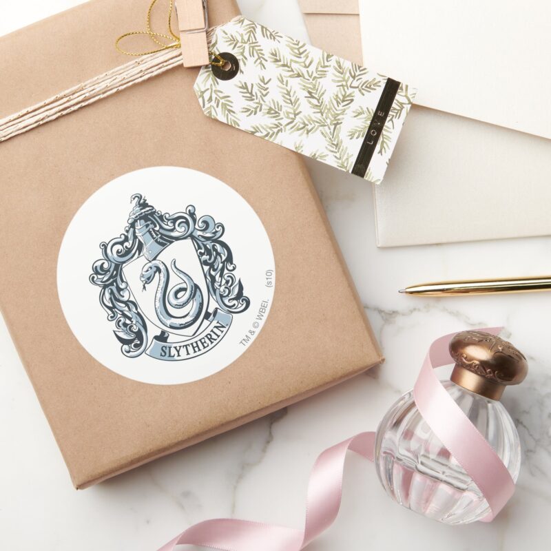 Harry Potter Slytherin Crest Ice Blue Classic Round Sticker