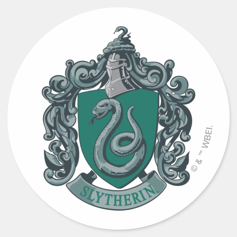 Harry Potter Slytherin Crest Green Classic Round Sticker Harry Potter Slytherin Crest Green Classic Round Sticker