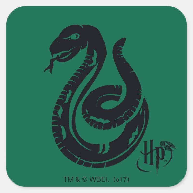 Harry Potter Slytherin Snake Icon Square Sticker Harry Potter Slytherin Snake Icon Square Sticker