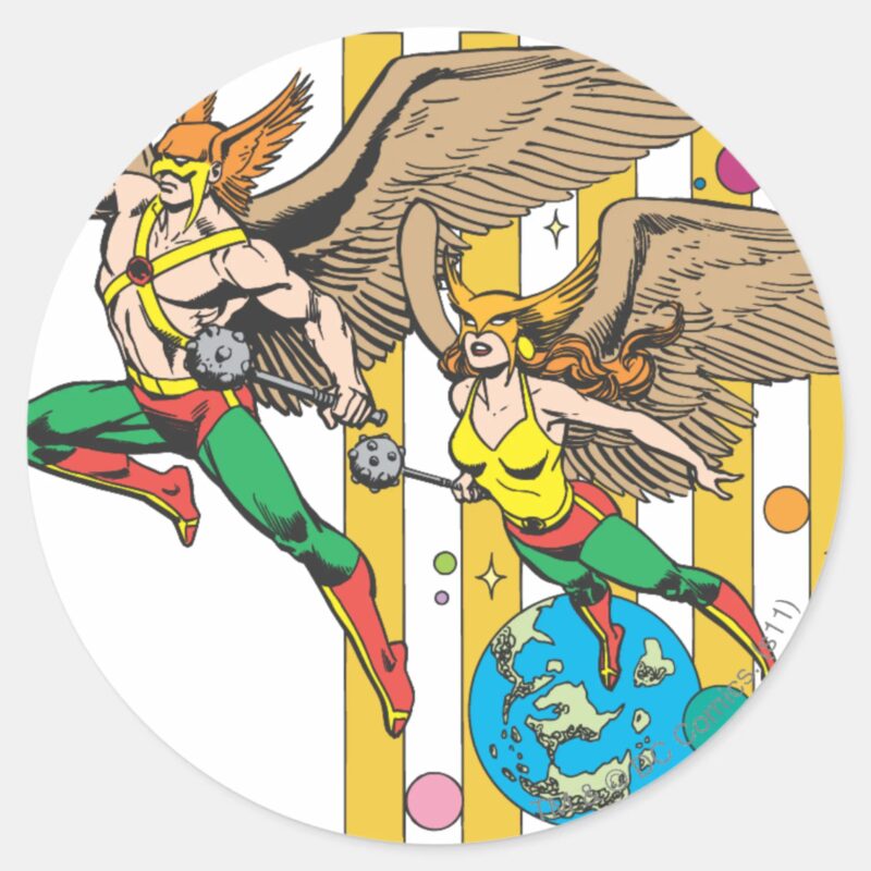 Hawkman Hawkwoman Classic Round Sticker Hawkman Hawkwoman Classic Round Sticker