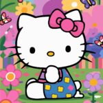 Hello Kitty in a Flower Garden