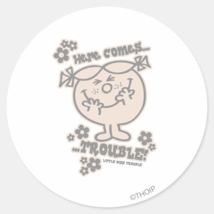 Here Comes Little Miss Trouble Classic Round Sticker