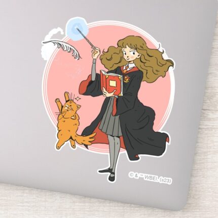 Hermione And Crookshanks Wingardium Leviosa Sticker
