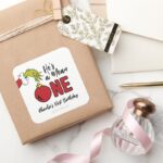 Hes A Mean One Grinch Birthday Square Sticker