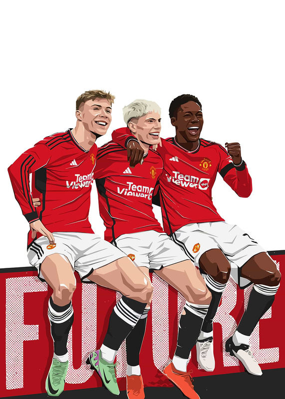 Hojlund Garnacho Mainoo Football Poster