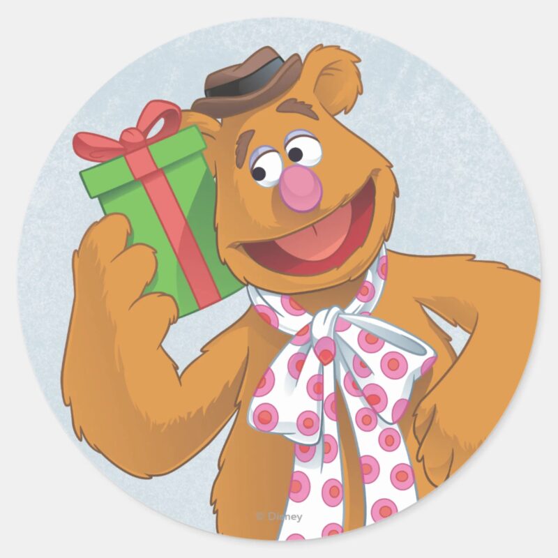 Holiday Fozzie The Bear Classic Round Sticker Holiday Fozzie The Bear Classic Round Sticker
