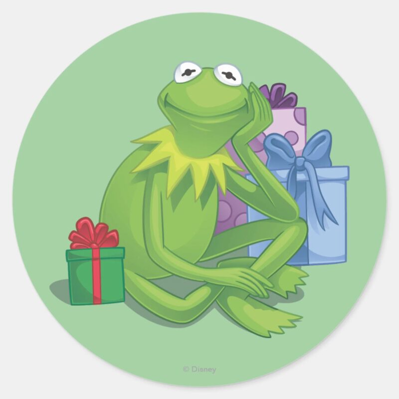 Holiday Kermit 3 Classic Round Sticker Holiday Kermit 3 Classic Round Sticker