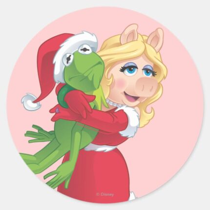 Holiday Kermit And Miss Piggy Classic Round Sticker
