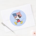 Holiday Mickey Flag Classic Round Sticker