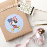 Holiday Mickey Flag Classic Round Sticker