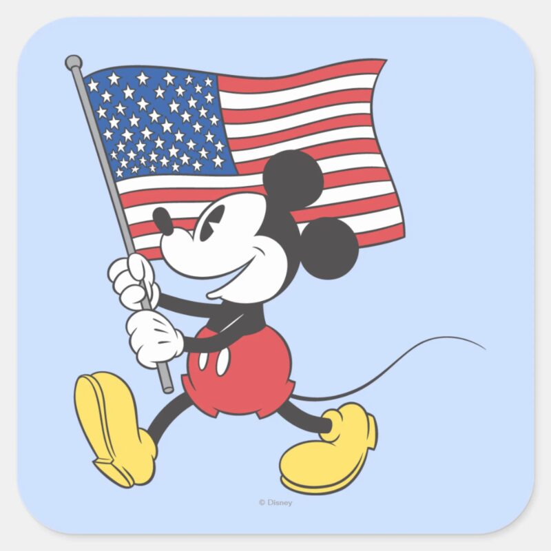 Holiday Mickey Flag Square Sticker
