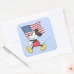 Holiday Mickey Flag Square Sticker