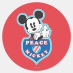 Holiday Mickey Peace Love Classic Round Sticker