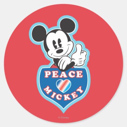 Holiday Mickey Peace Love Classic Round Sticker