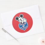 Holiday Mickey Peace Love Classic Round Sticker