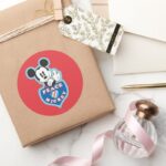 Holiday Mickey Peace Love Classic Round Sticker