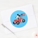 Holiday Mickey Red Convertible Classic Round Sticker