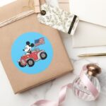Holiday Mickey Red Convertible Classic Round Sticker