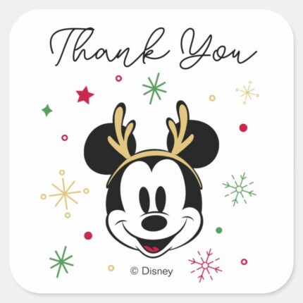 Holiday Mickey And Friends Baby Shower Square Sticker