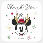 Holiday Minnie Mouse Baby Shower Square Sticker