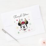 Holiday Minnie Mouse Baby Shower Square Sticker