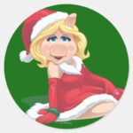 Holiday Miss Piggy 2 Classic Round Sticker