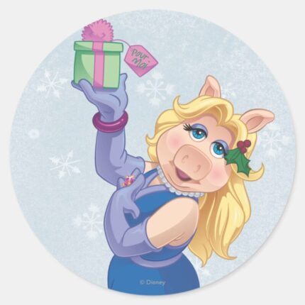 Holiday Miss Piggy Classic Round Sticker